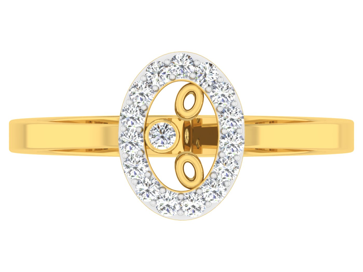 Nature's Bounty Synthetic Diamond Gold Band Top View.Best Lab Grown Diamond Jewelry at Diahart.