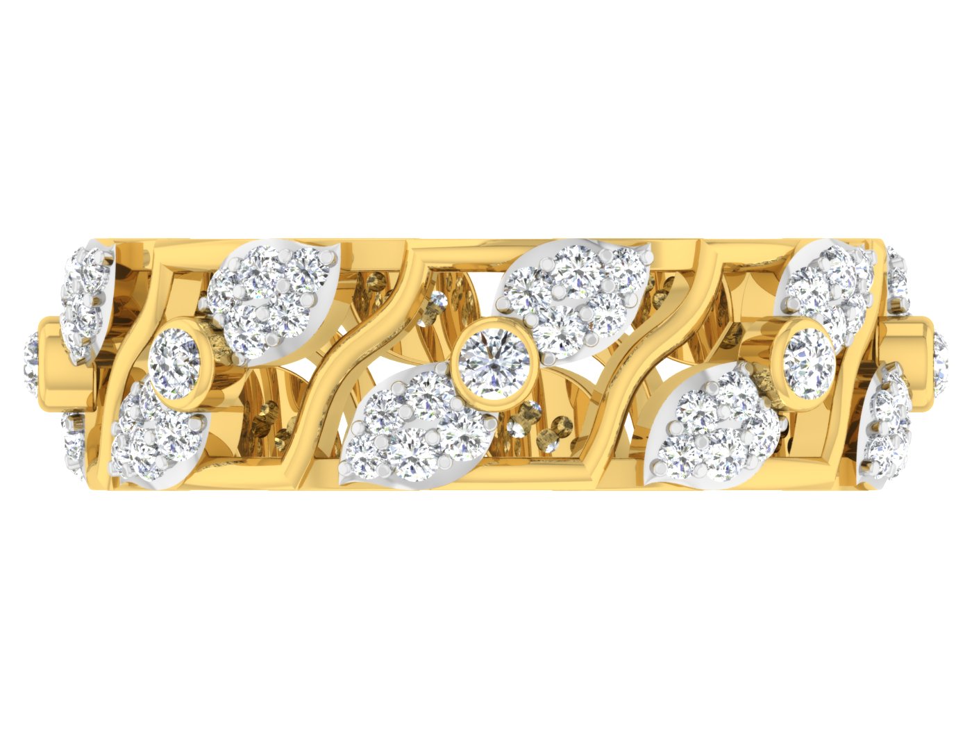 Wing Fusion artificial Diamond Gold Band Top View.Best Artificial Diamond Jewelry in Chennai