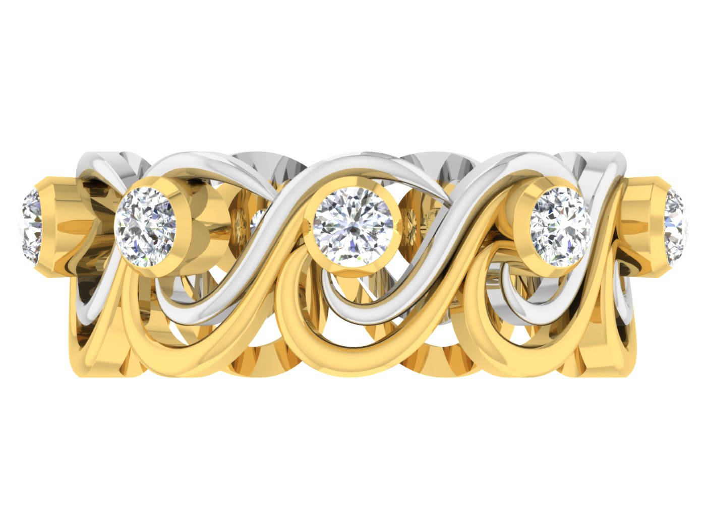 Curly Wurly Synthetic Diamond Band Top View.Lab Grown Diamond Jewelry in Chennai