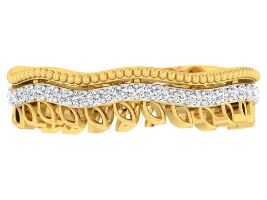 Wave Wonder Synthetic Diamond Gold Band Top View.Best Artificial Diamond Jewelry in Chennai