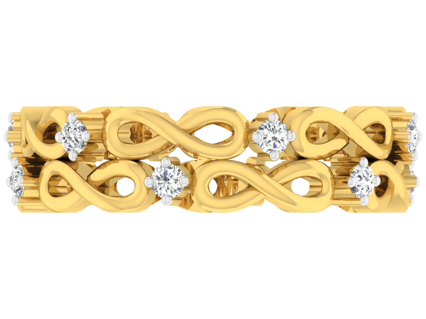 Infinity synthetic Diamond Gold Band Top View.Best Synthetic Diamond Jewelry in Chennai