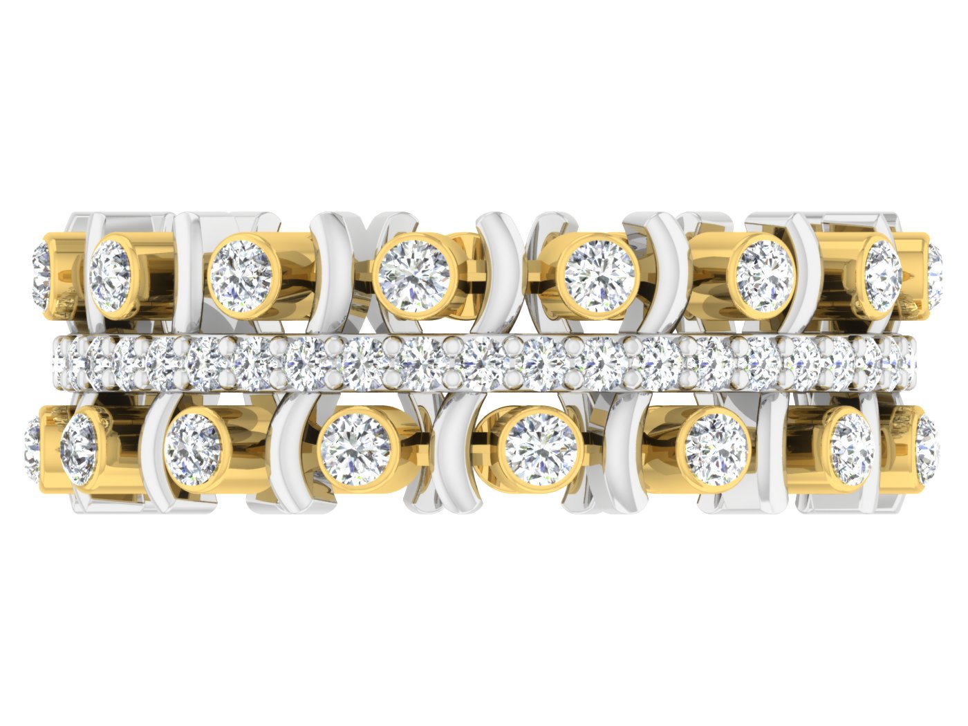 Storm Sentry Synthetic Diamond Gold Band Top View.Best Artificial Diamond Jewelry in Chennai at Diahart.