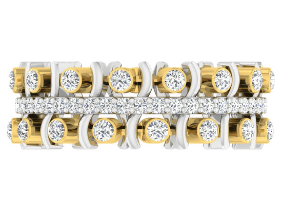 Storm Sentry Synthetic Diamond Gold Band Top View.Best Artificial Diamond Jewelry in Chennai at Diahart.