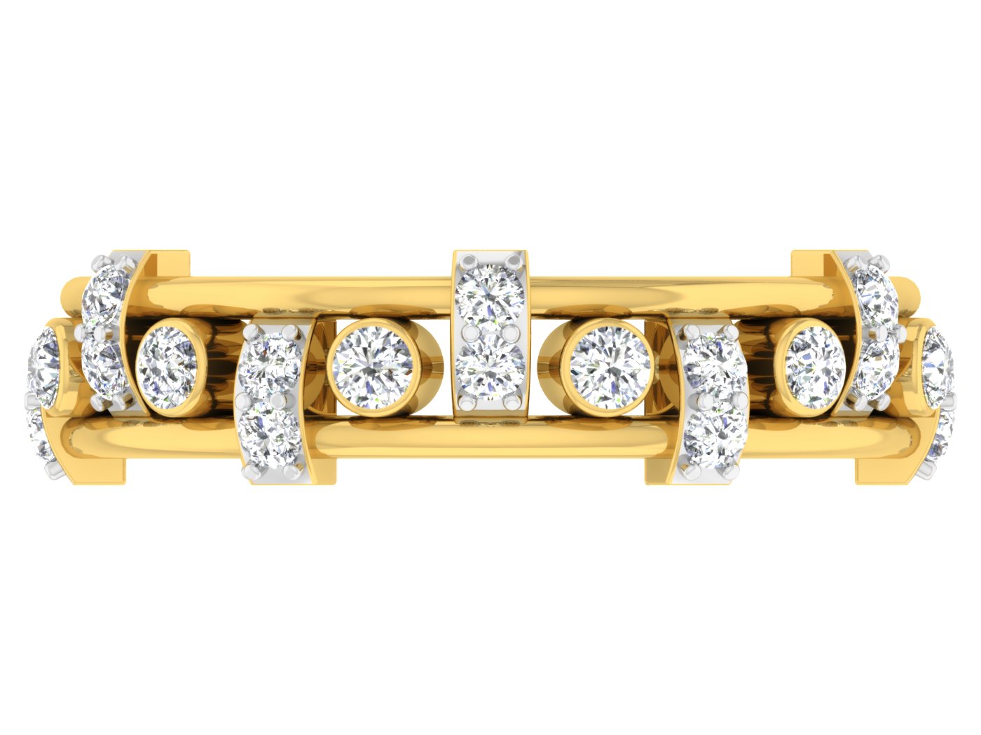 Dots n Dashes Artificial Diamond Gold Band Top View.Best Synthetic Diamond Jewelry in Chennai