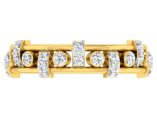 Dots n Dashes Artificial Diamond Gold Band Top View.Best Synthetic Diamond Jewelry in Chennai