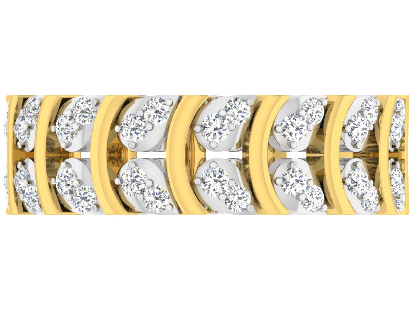 Diamond Fiesta lab grown Diamond Gold Band Top View .Best Artificial diamond Jewelry in Chennai