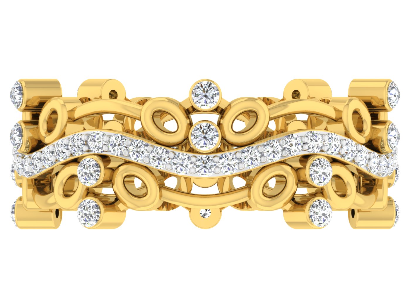 Seiche Beauty artificial Diamond Gold Band  Top View .Best Artificial Diamond Jewelry in Chennai at Diahart.