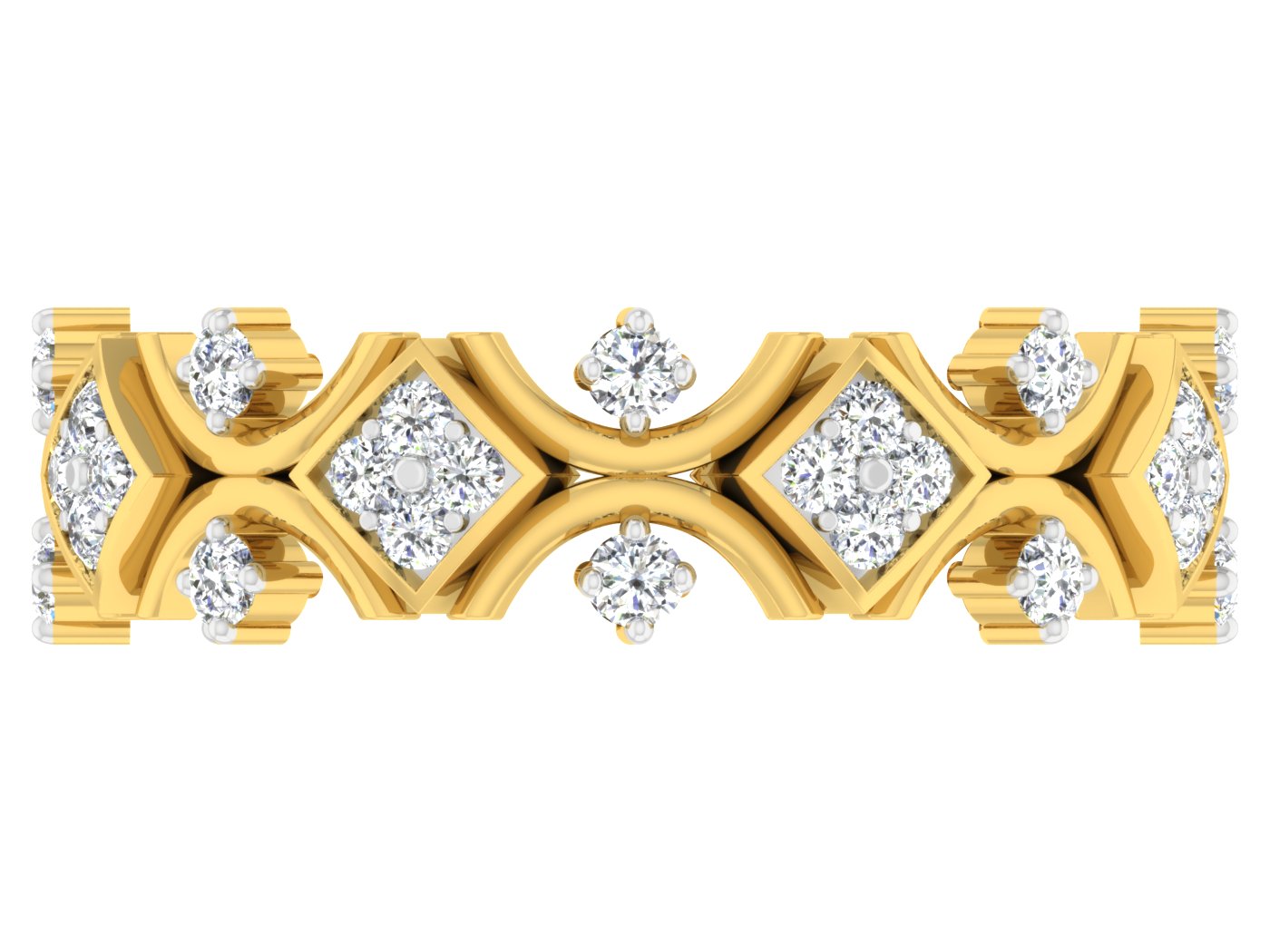 River Rhapsody artificial Diamond Gold Band Top View Best Synthetic Diamond Jewery in Chennai at Diahart.