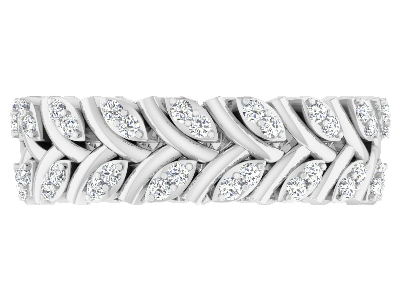 Almond Grove Synthetic Diamond Silver Band Top View .Best Artificial Diamond Jewelry in Chennai at Diahart