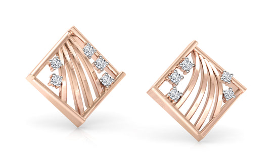 Bars and Flowers Diamond Earrings