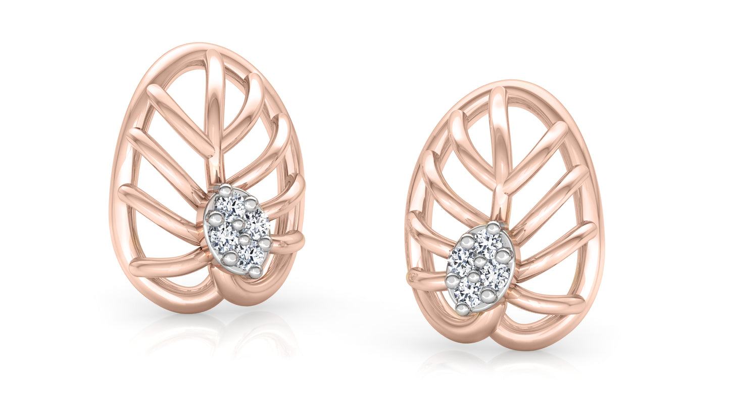 Rounded Leaflet Diamond Earrings