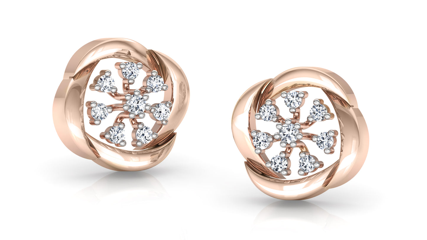 Floral Decor Diamond Earrings