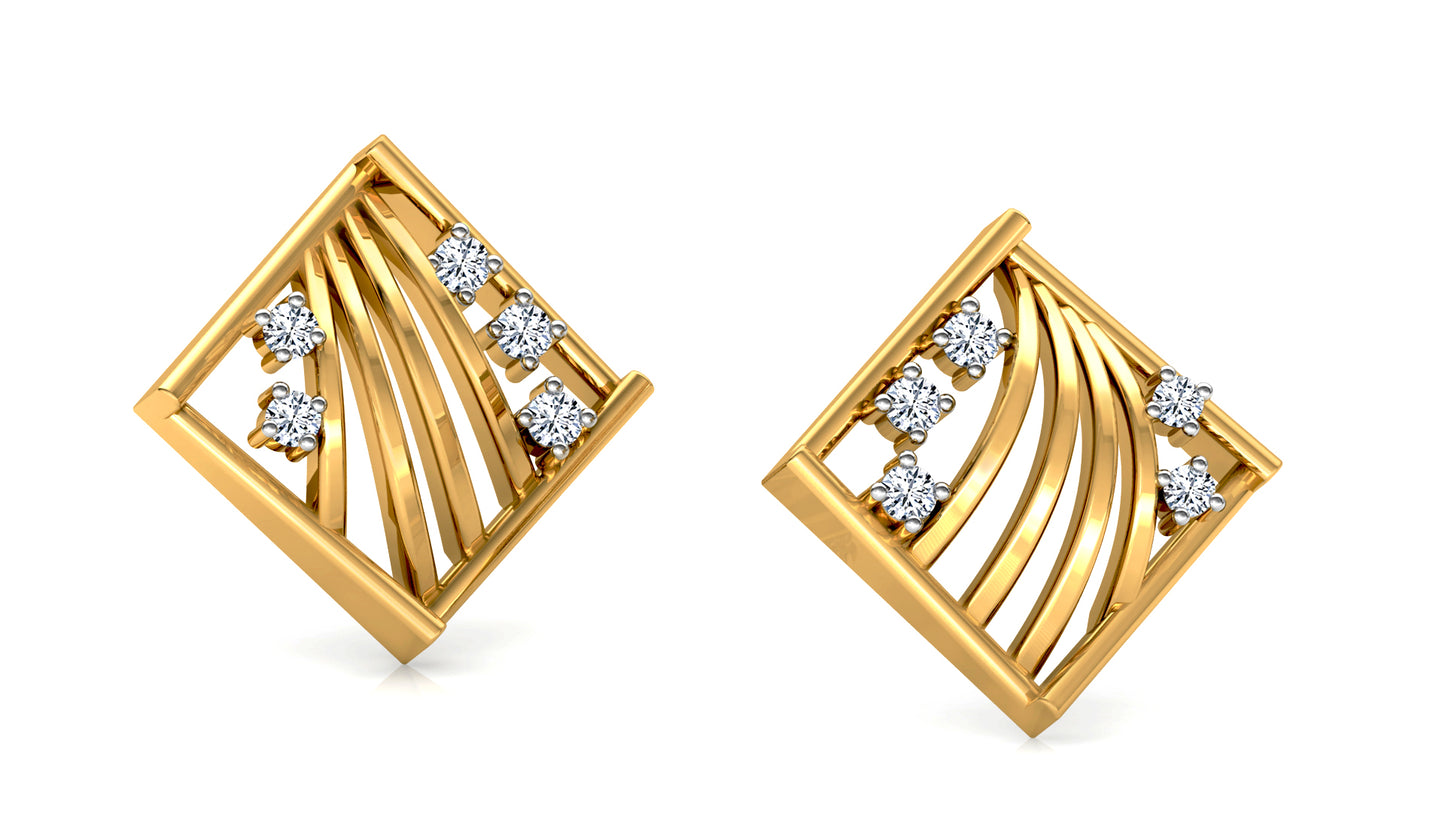 Bars and Flowers Diamond Earrings