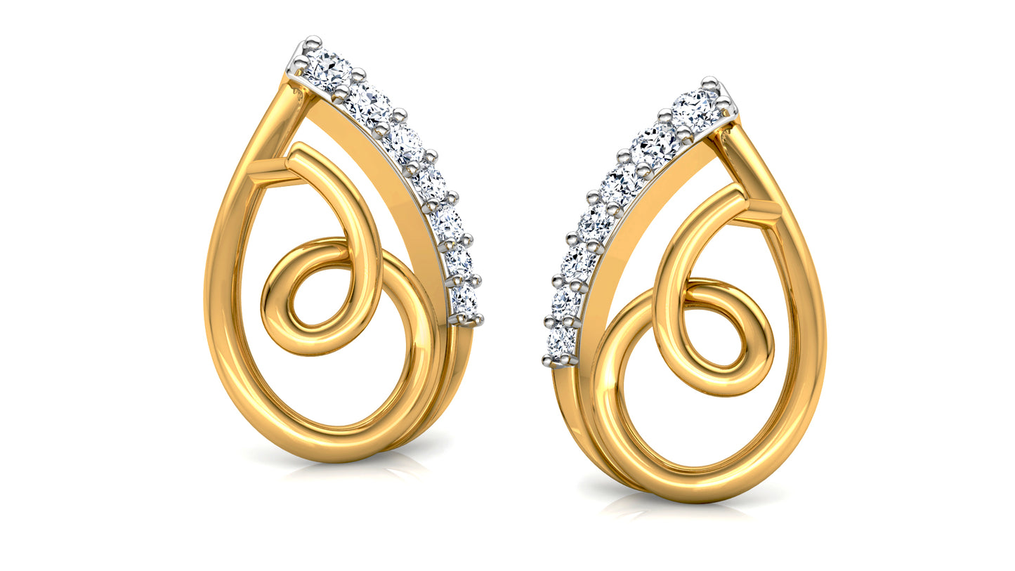 Golden Coil Diamond Earrings