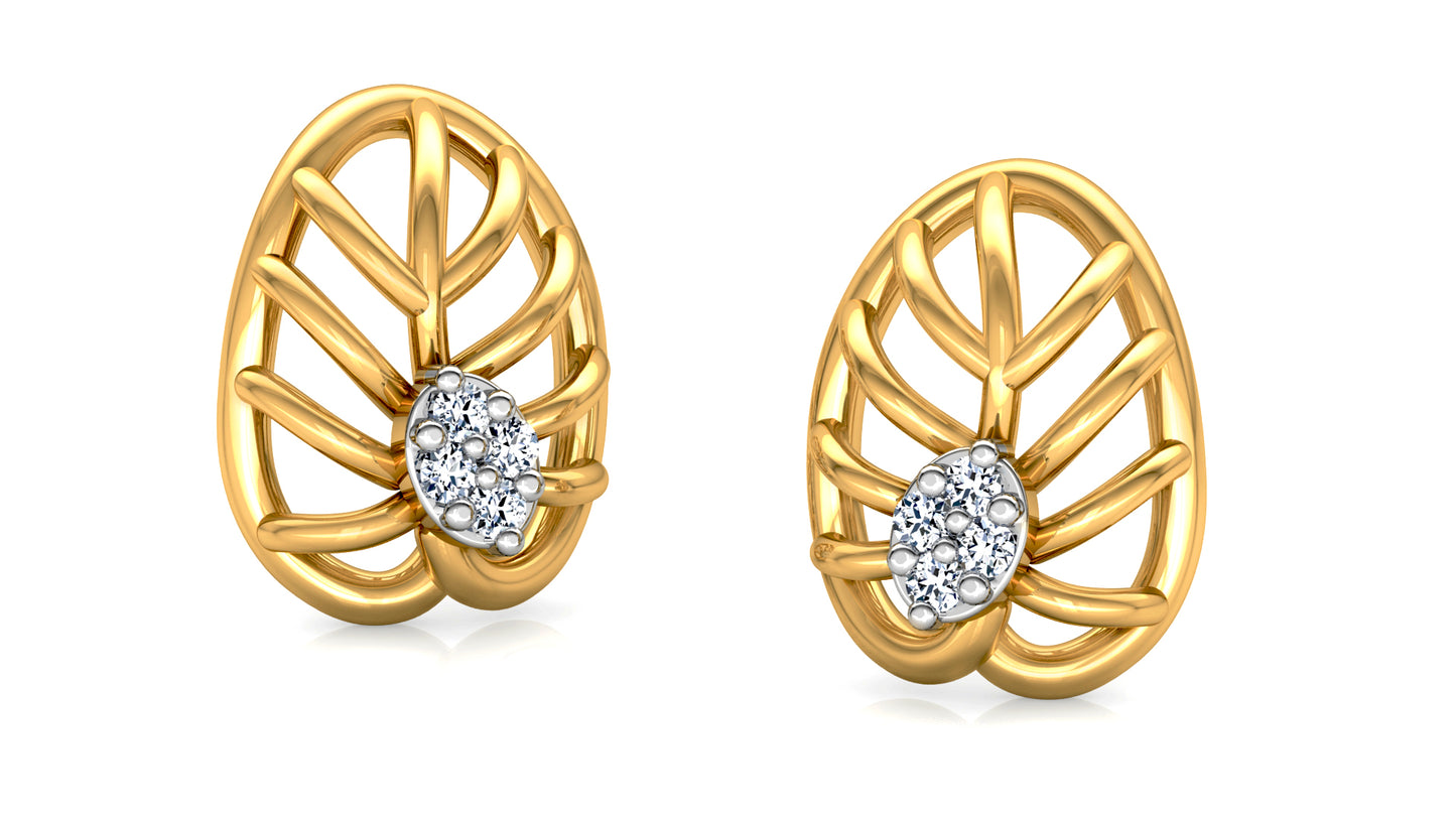 Rounded Leaflet Diamond Earrings