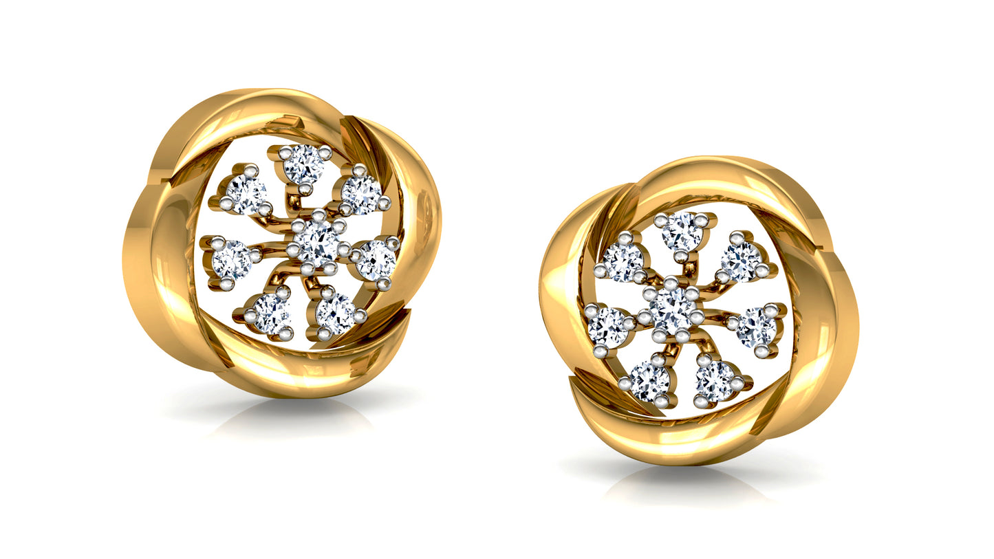 Floral Decor Diamond Earrings