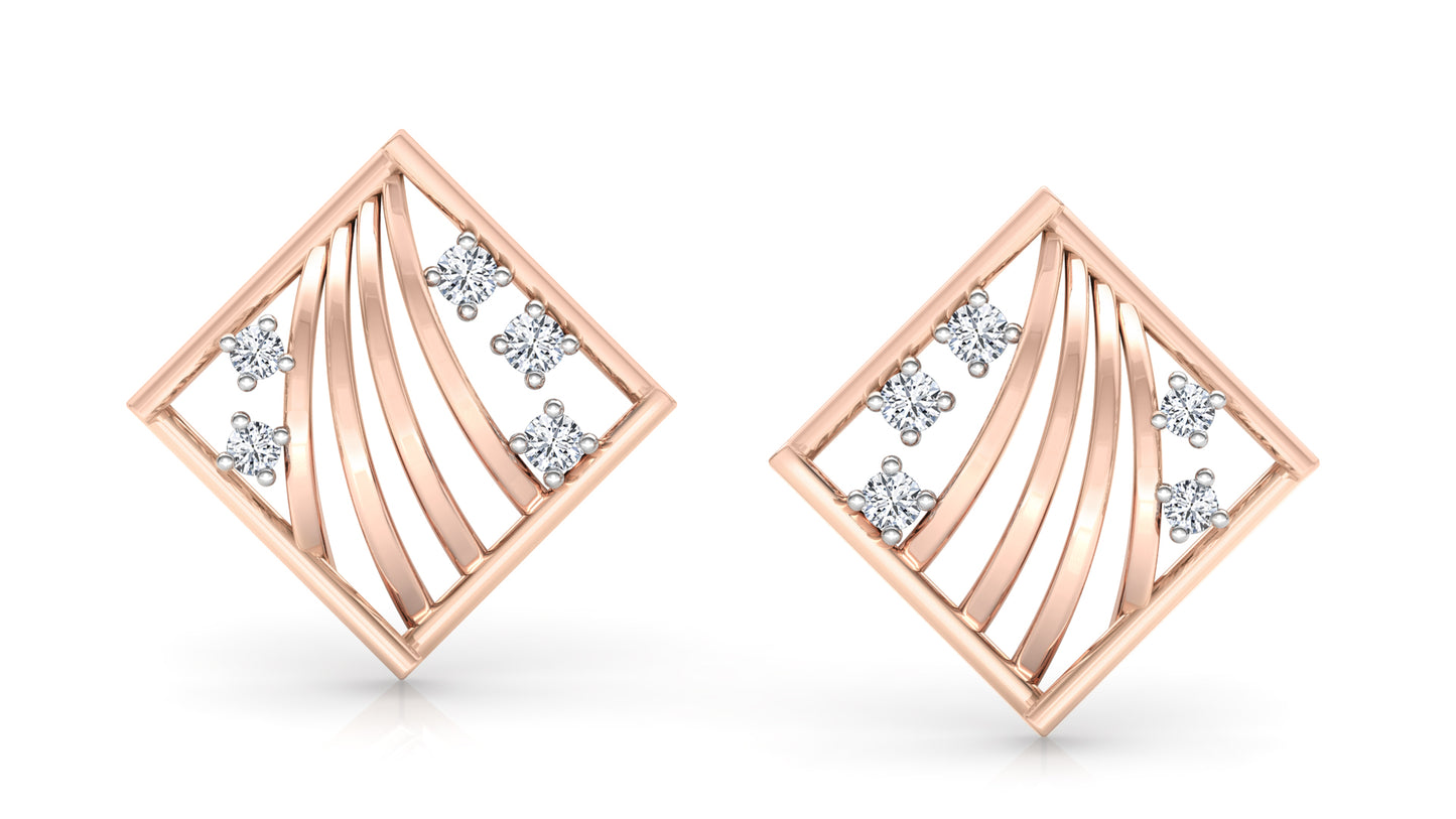 Bars and Flowers Diamond Earrings