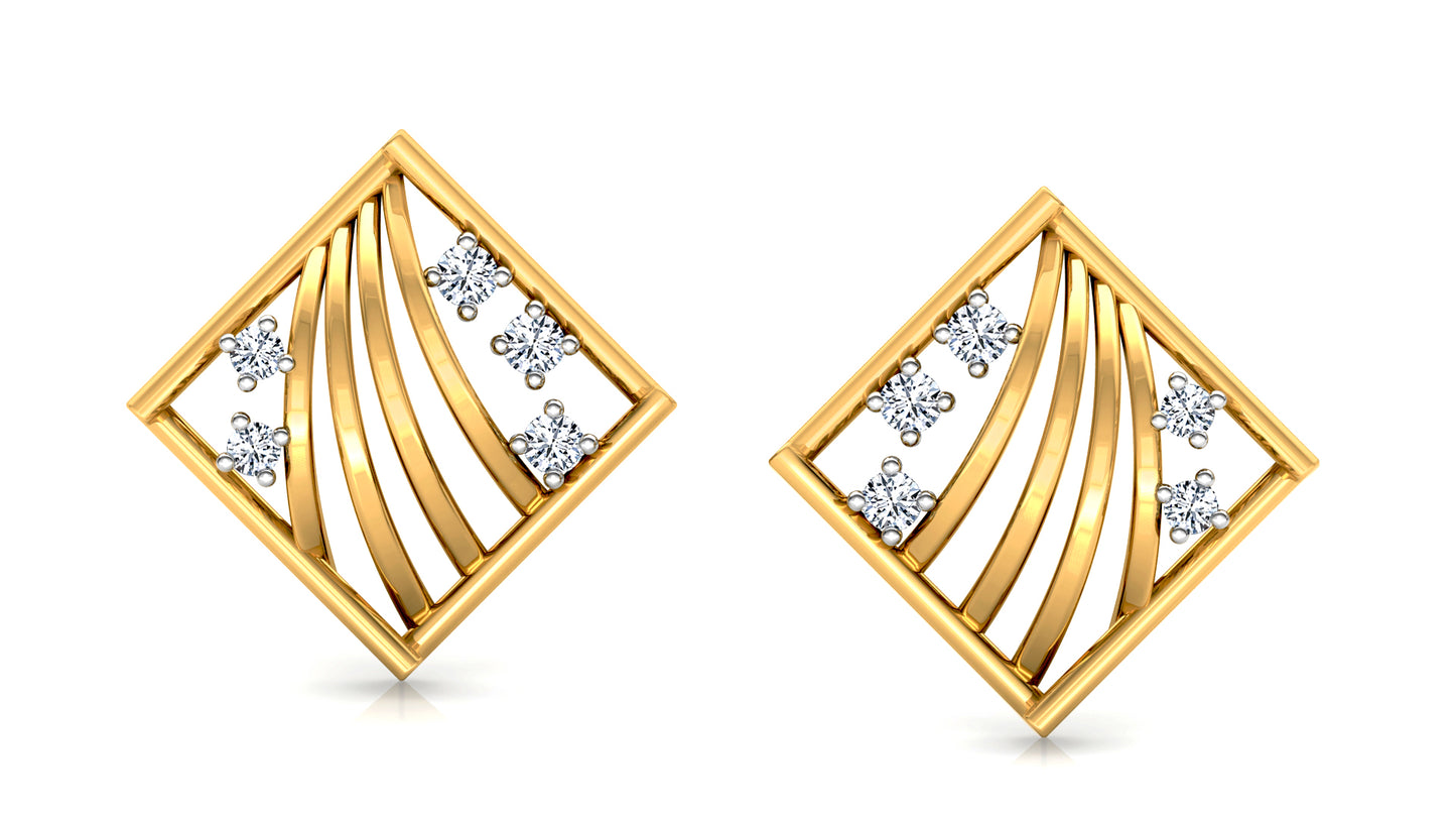 Bars and Flowers Diamond Earrings