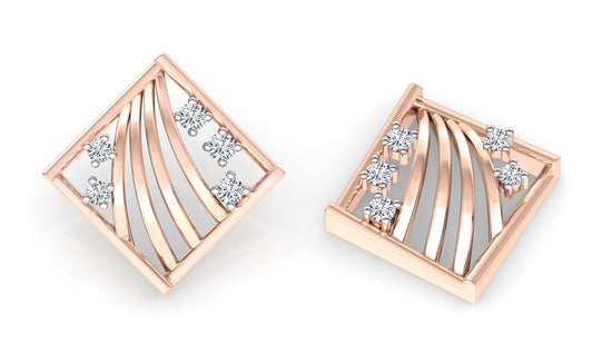 Bars and Flowers Diamond Earrings