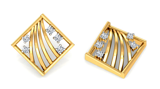 Bars and Flowers Diamond Earrings