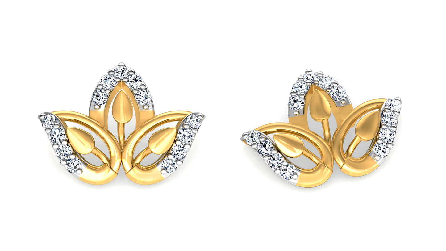 Three Leaves Diamond Earrings