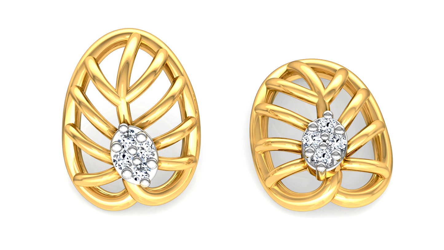 Rounded Leaflet Diamond Earrings