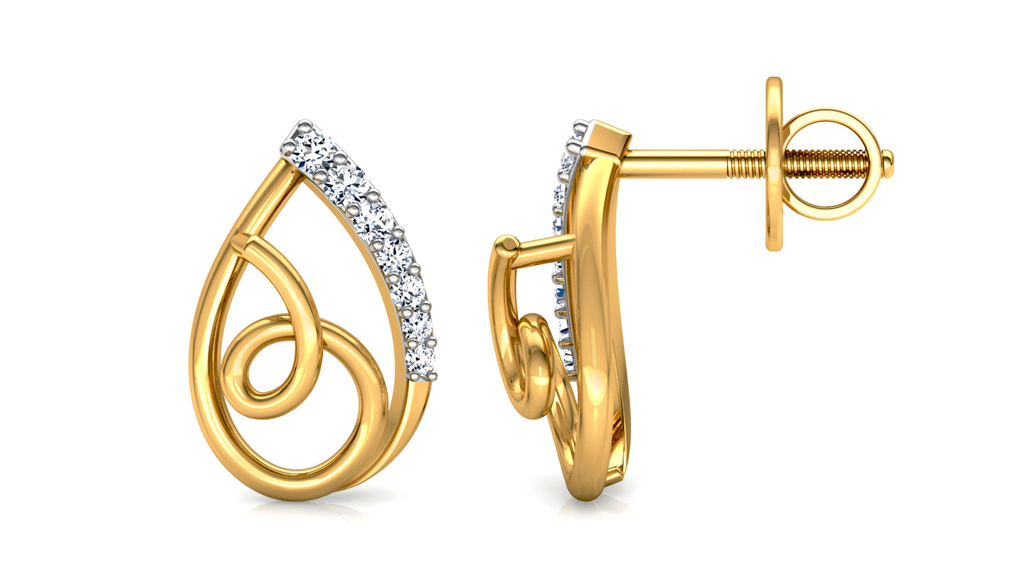 Golden Coil Diamond Earrings