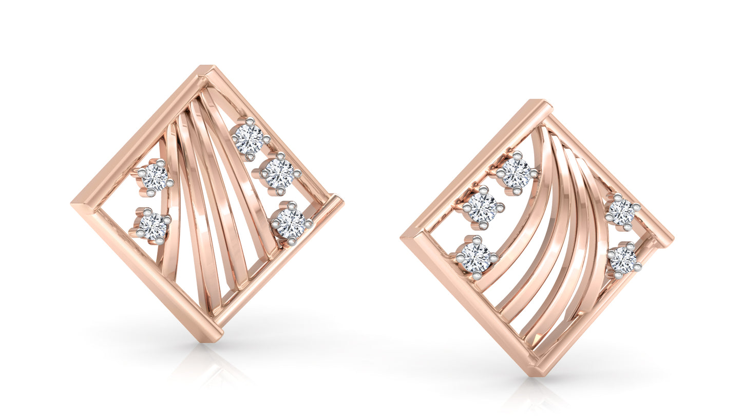 Bars and Flowers Diamond Earrings