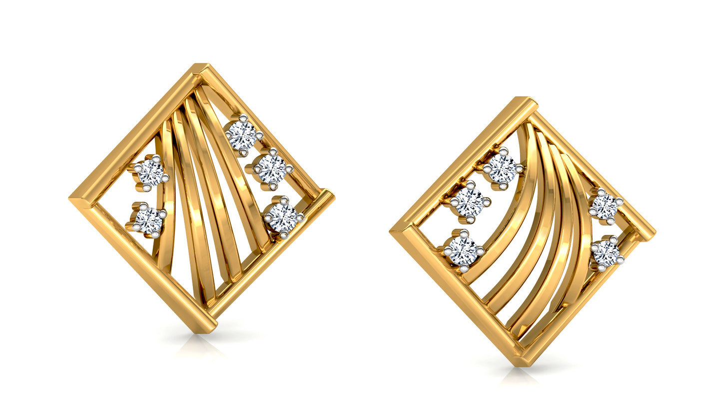 Bars and Flowers Diamond Earrings