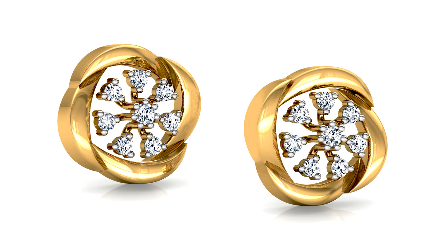 Floral Decor Diamond Earrings