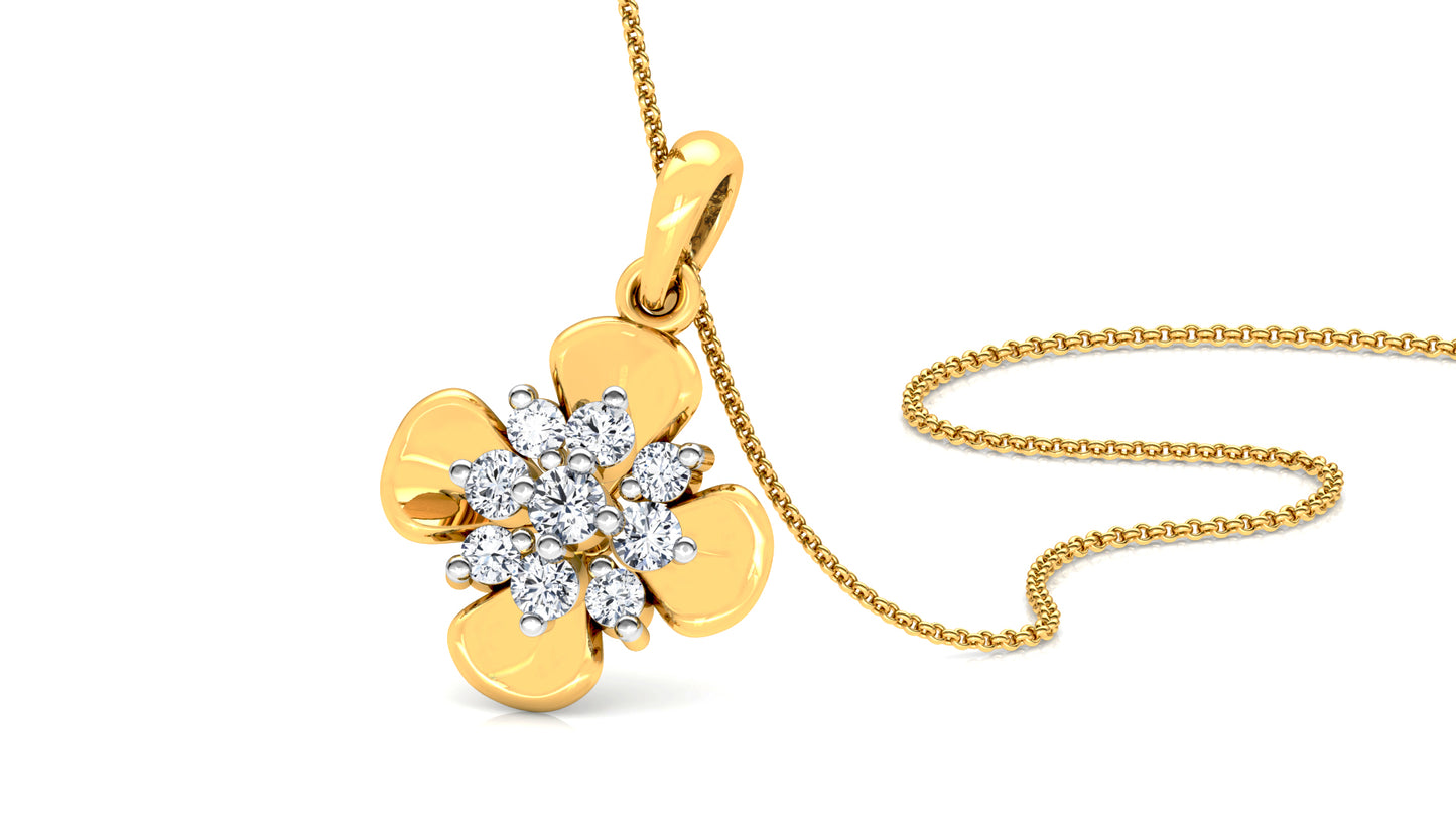 Floral Unison Diamond Earrings And Pendant Set