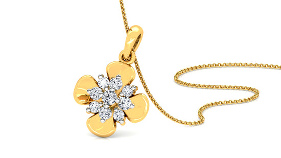 Floral Unison Diamond Earrings And Pendant Set