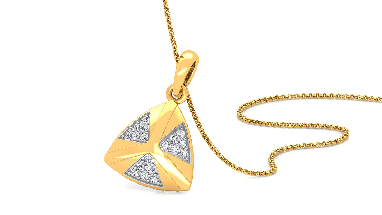 Flashy Triangles Diamond Earrings And Pendant Set