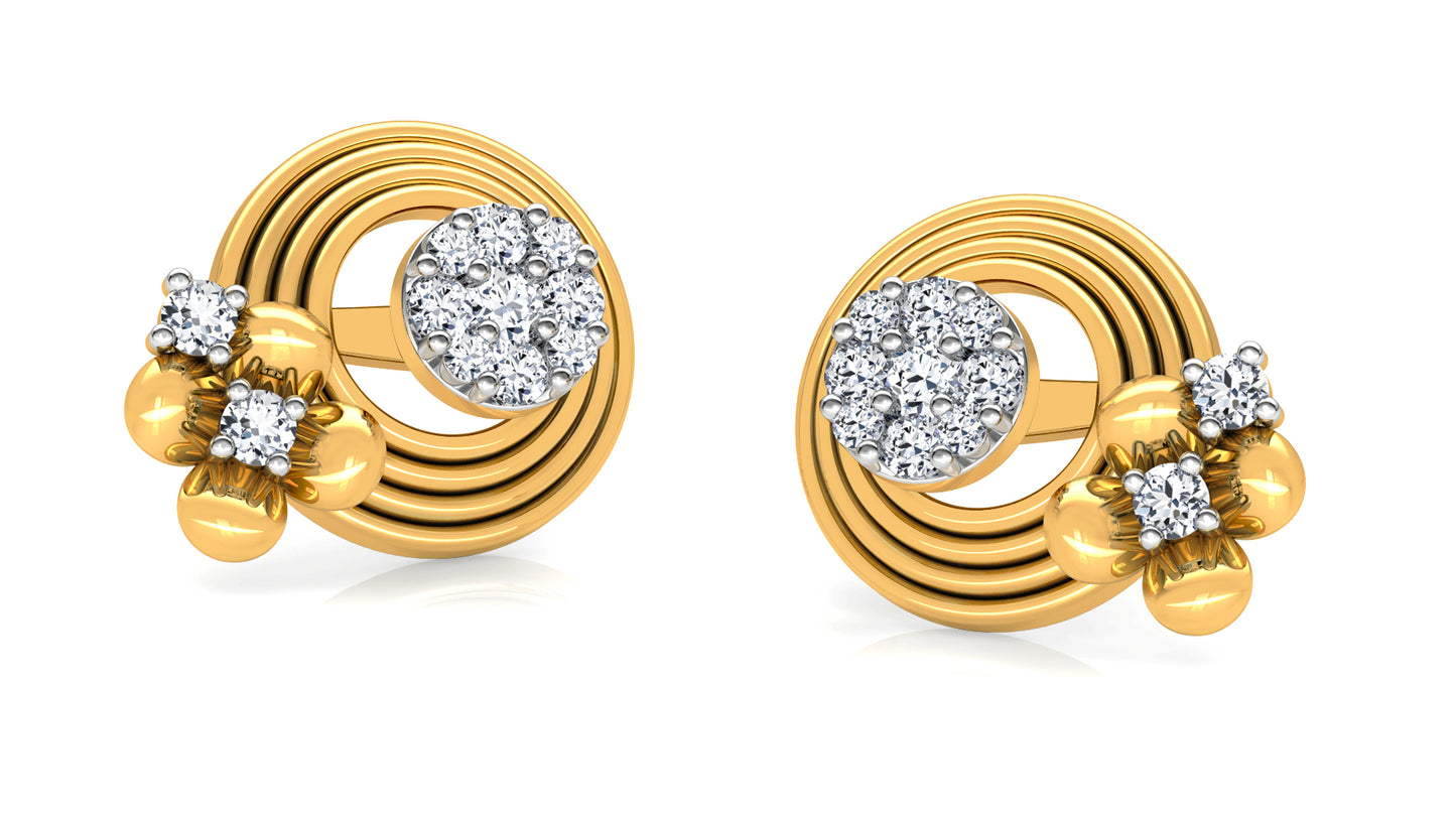 Golden Coils Diamond Earrings And Pendant Set