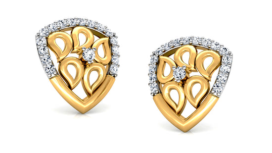 Leafy Shield Diamond Earrings