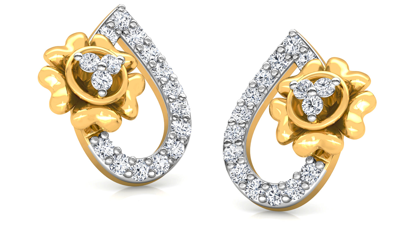 Flower Drop Diamond Earrings And Pendant Set