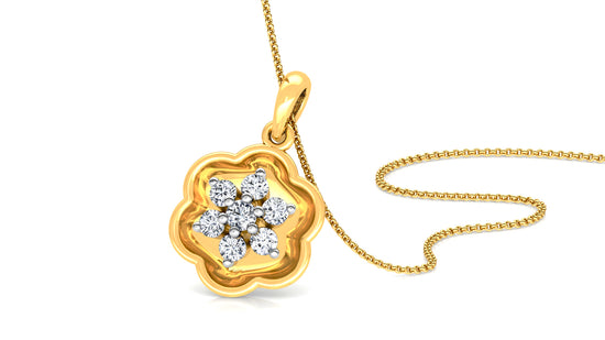 Flower Craving Diamond Earrings And Pendant Set