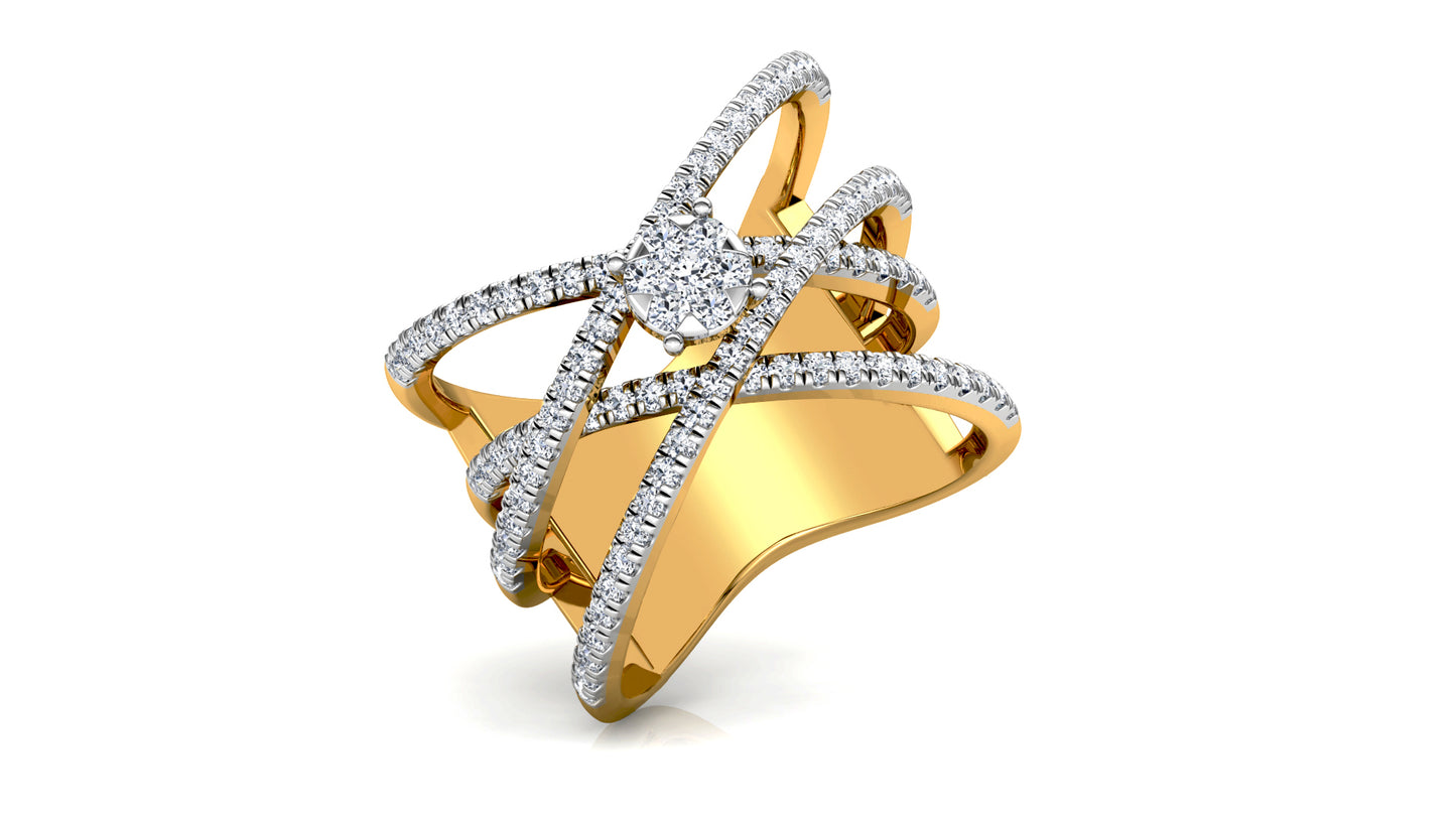 Cross Over Diamond Ring