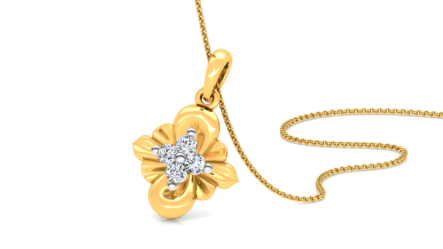 Floral Woos Diamond Earrings And Pendant Set