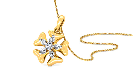 Penta Petals  Diamond Earrings And Pendant Set