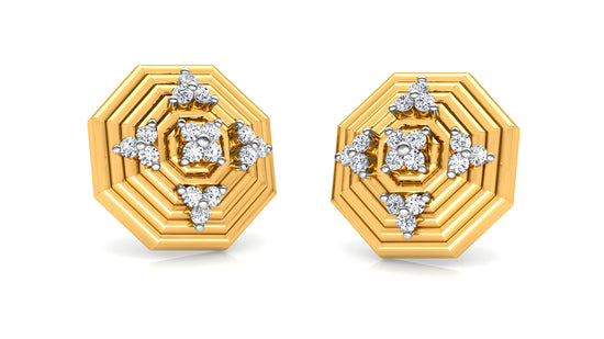 Concentric Octagons Diamond Earrings And Pendant Set