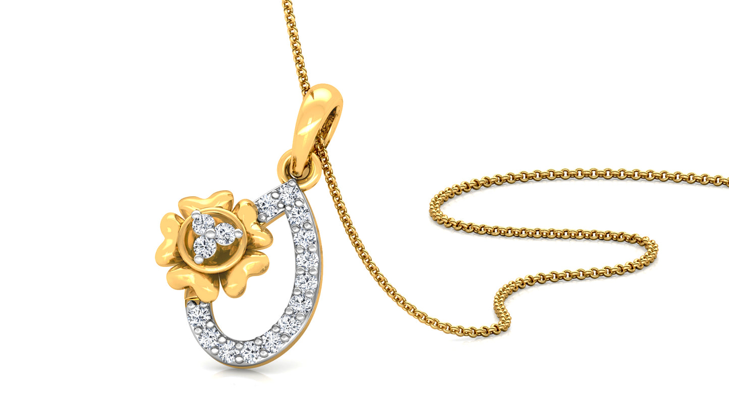 Flower Drop Diamond Earrings And Pendant Set