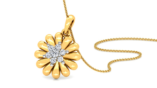 Flower Platter Diamond Earrings And Pendant Set