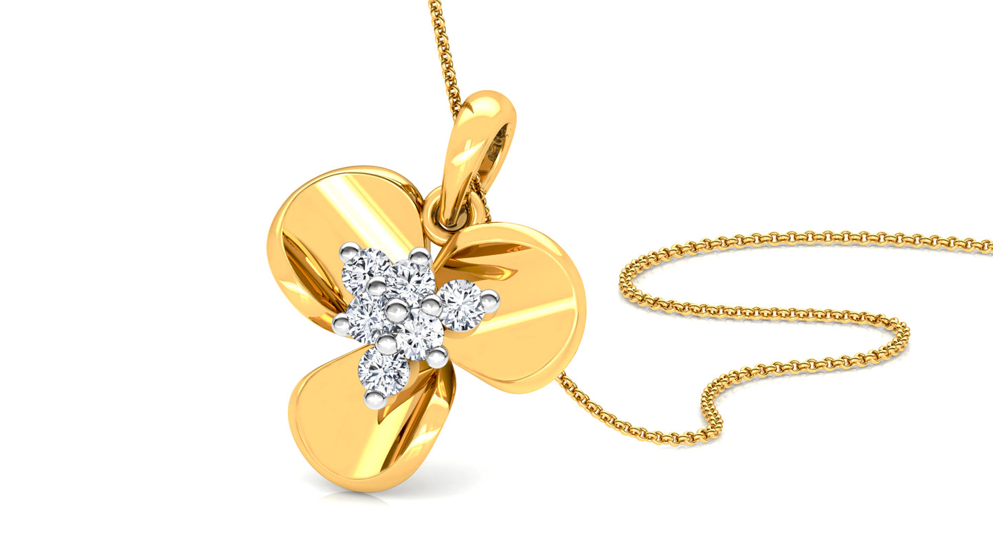 Treble Petals Diamond Earrings And Pendant Set