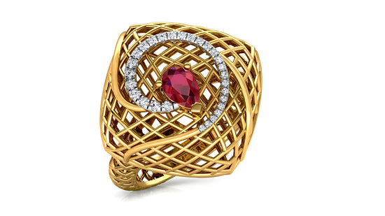 Bamboo Basket Diamond Ring