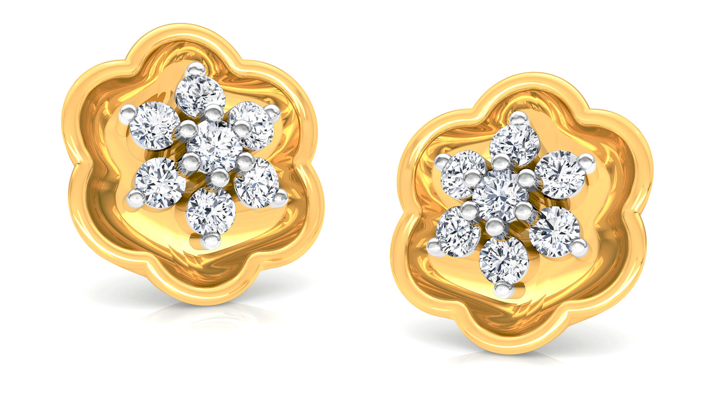 Flower Craving Diamond Earrings And Pendant Set