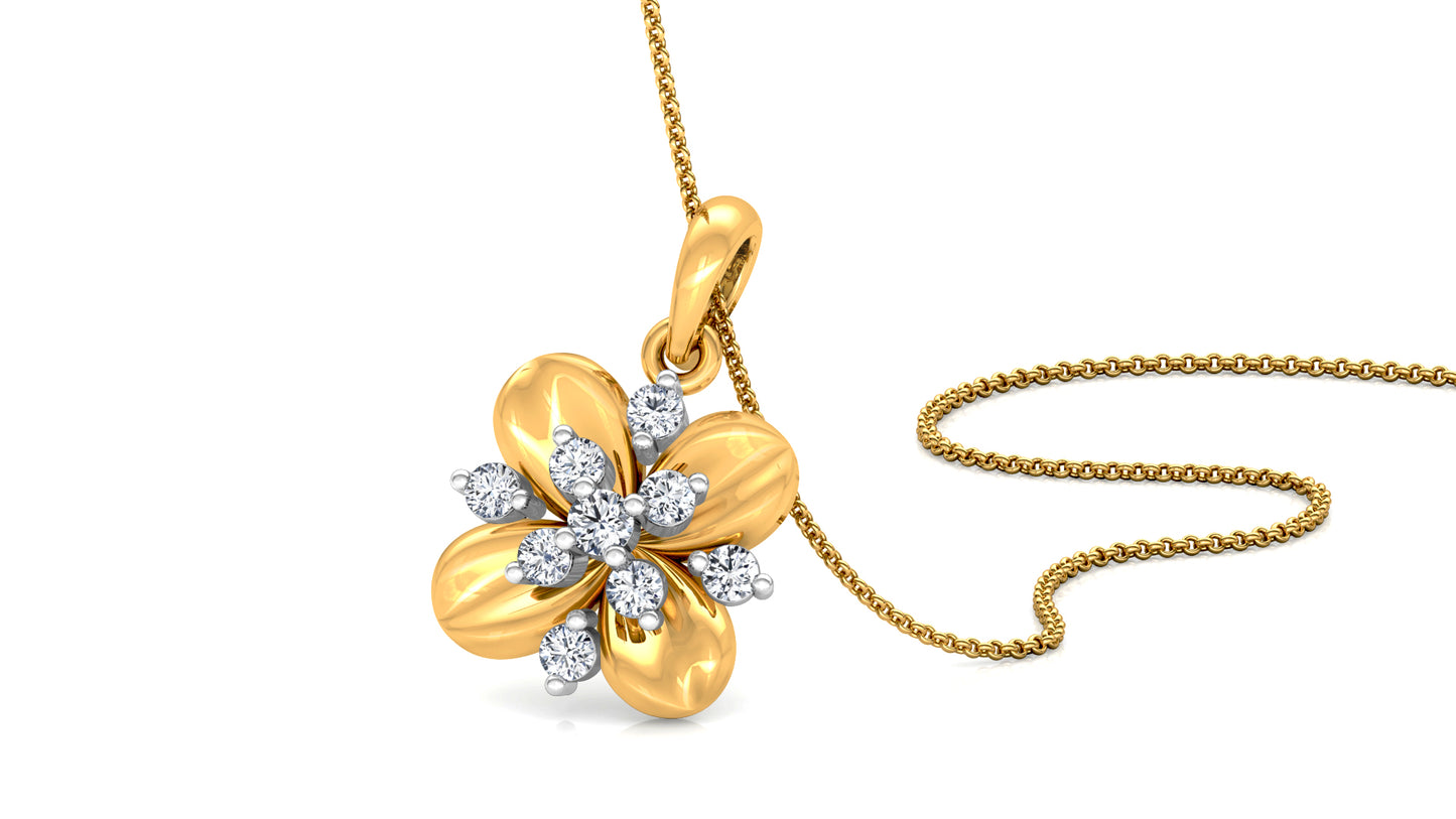 Flower Quotient Diamond Earrings And Pendant Set