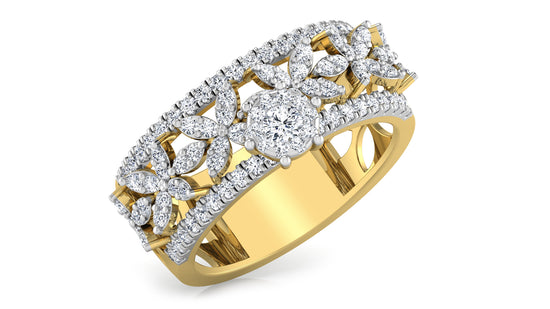 Floral Crowd Diamond Ring