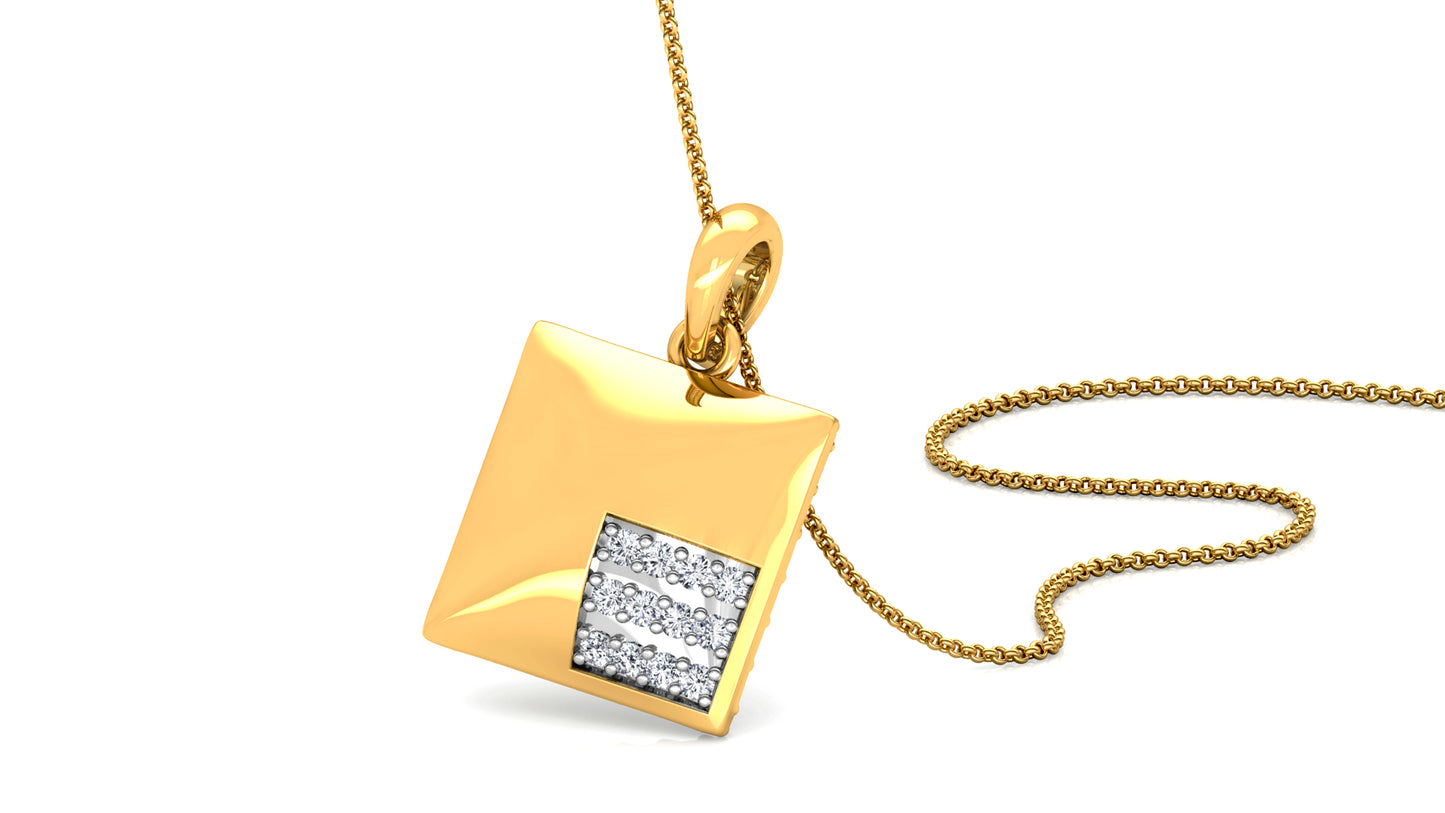 Golden Box Diamond Earrings And Pendant Set