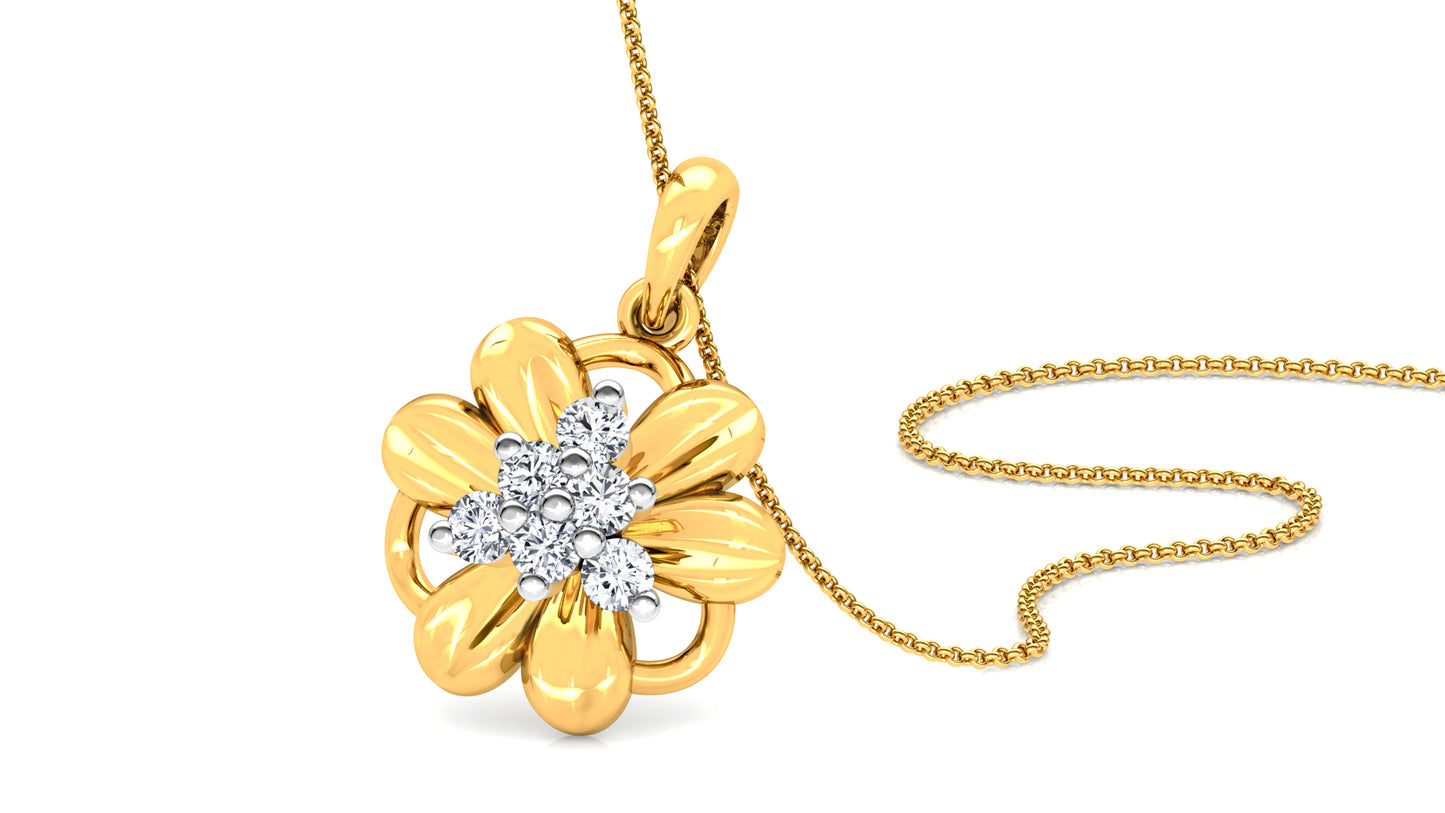 Flower Glamour Diamond Earrings And Pendant Set